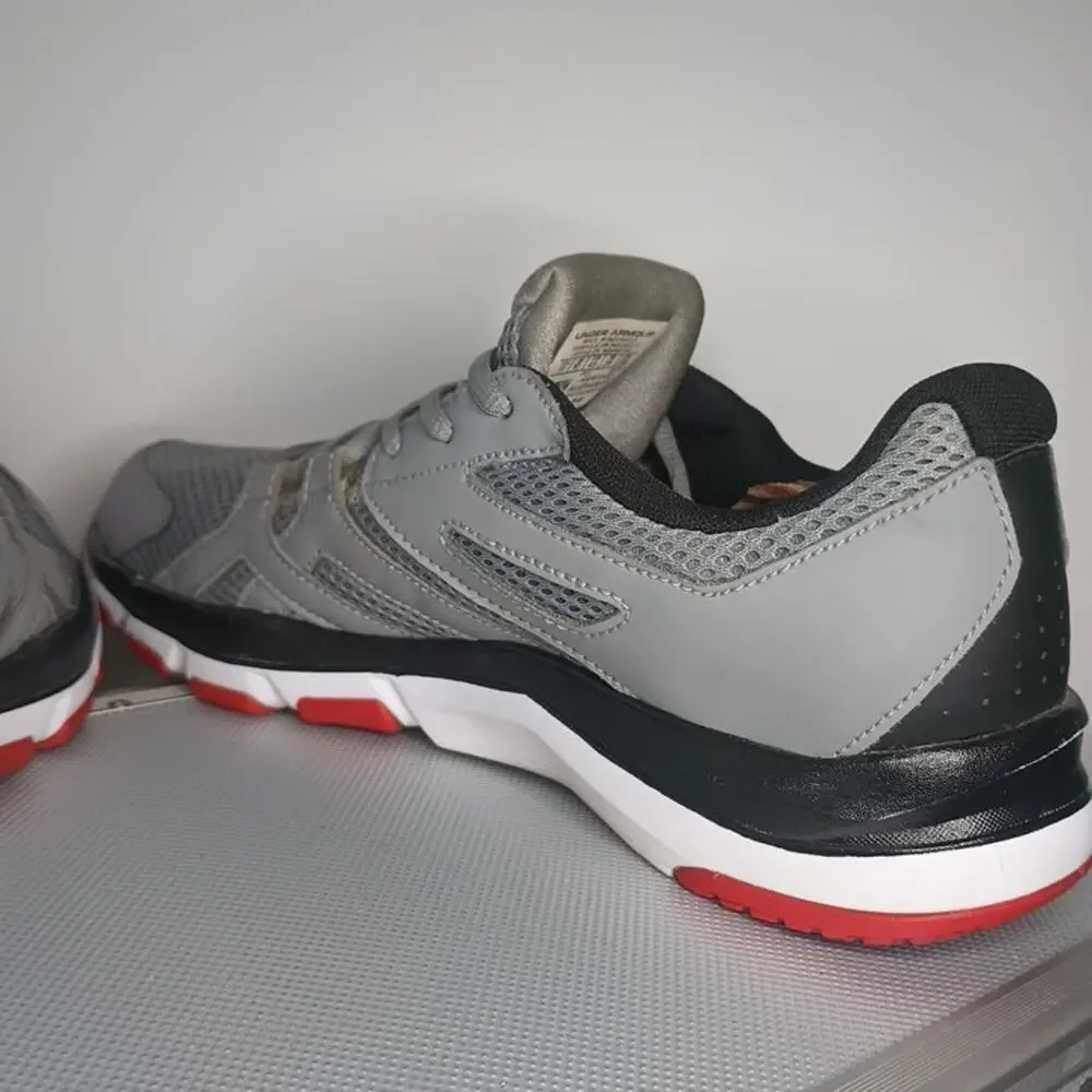 Under Armour Strive 6 Mens 11 Grey Red 1274408 Training Athletic Gym Sneakers